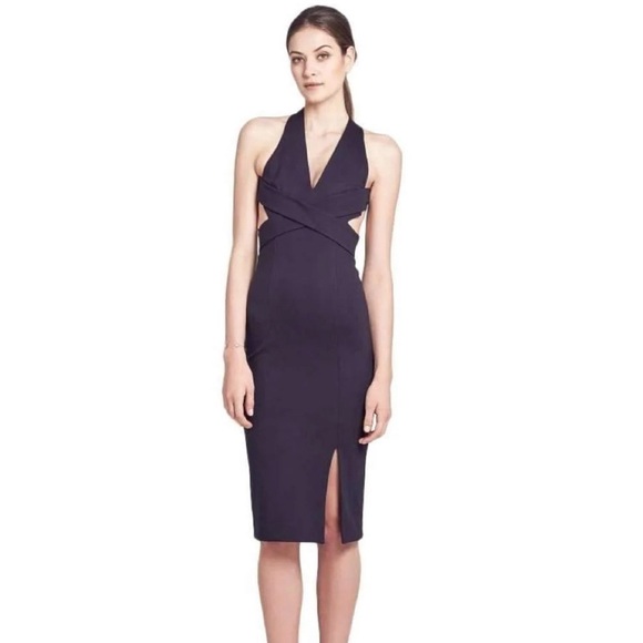 NICHOLAS Dresses & Skirts - Nicholas Ponti Cutout Wrap Halter Open Back Cocktail Dress Navy Women’s 8US $470